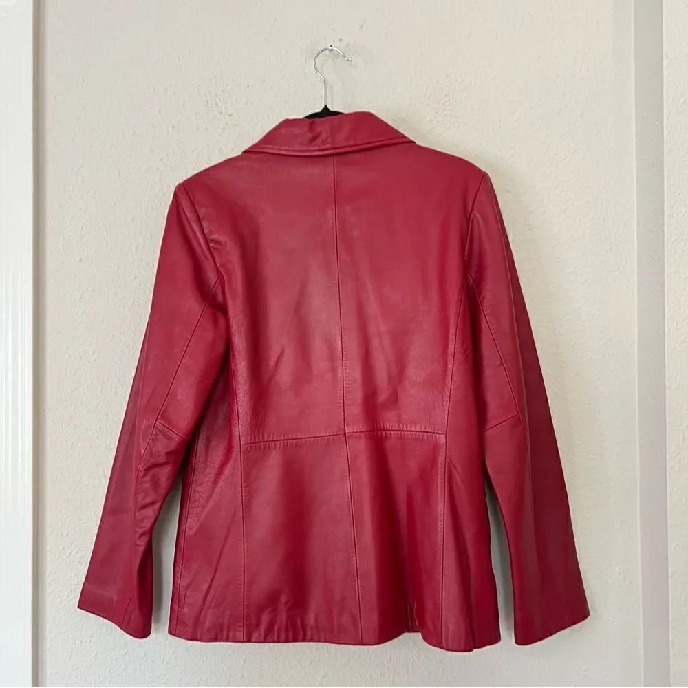 SIENA 100% Leather Red Blazer Jacket| Size 6 - Picture 5 of 14